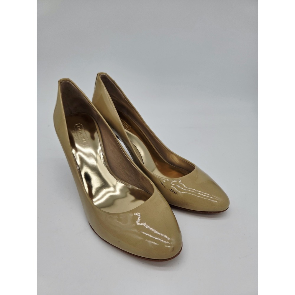 Coach Nala Heel Tan Beige Patent leather size 7 B Pump